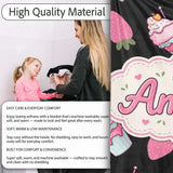 Cute Strawberry Cupcakes with Pink Frosting Black Background  Personalised Custom Name Super Soft Fleece Blanket Bed Sofa Throw