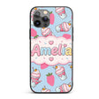 Cute Strawberry Cupcakes with Pink Frosting Blue Custom Name Protective Phone Case Mobile Cover Durable Everyday Smartphone Shock Resistant