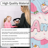 Cute Strawberry Cupcakes with Pink Frosting Blue Background  Personalised Custom Name Super Soft Fleece Blanket Bed Sofa Throw