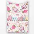 Cute Strawberry Cupcakes and Sweet Treats on Cream Background  Personalised Custom Name Super Soft Fleece Blanket Bed Sofa Throw