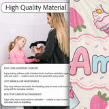 Cute Strawberry Cupcakes and Sweet Treats on Cream Background  Personalised Custom Name Super Soft Fleece Blanket Bed Sofa Throw