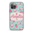Cute Strawberry Cupcakes and Sweet Treats on Mint Custom Name Protective Phone Case Mobile Cover Durable Everyday Smartphone Shock Resistant