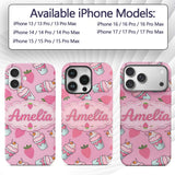 Strawberry Cupcakes and Sweet Treats on Soft Pink Custom Name Protective Phone Case Mobile Cover Durable Everyday Smartphone Shock Resistant