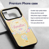 Pastel Candy Sweet Treats Seamless Printed Design Custom Name Protective Phone Case Mobile Cover Durable Everyday Smartphone Shock Resistant