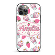 Strawberry Cupcakes and Sweet Treats on Grey Custom Name Protective Phone Case Mobile Cover Durable Everyday Smartphone Shock Resistant