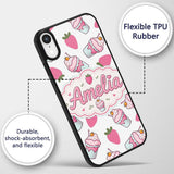 Strawberry Cupcakes and Sweet Treats on Grey Custom Name Protective Phone Case Mobile Cover Durable Everyday Smartphone Shock Resistant