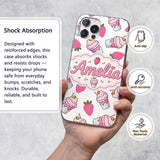 Strawberry Cupcakes and Sweet Treats on Grey Custom Name Protective Phone Case Mobile Cover Durable Everyday Smartphone Shock Resistant