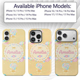 Pastel Candy Sweet Treats Seamless Printed Design Custom Name Protective Phone Case Mobile Cover Durable Everyday Smartphone Shock Resistant