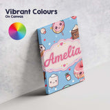 Personalised Name Kawaii Desserts and Custom Modern Room Accent Creative Decorator Style Canvas Wall Art Print Decor Picture Ready to Hang