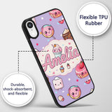 Kawaii Desserts Cupcake Donut and Printed Design Custom Name Protective Phone Case Mobile Cover Durable Everyday Smartphone Shock Resistant