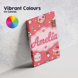 Personalised Name Kawaii Desserts Cupcakes Custom  Unique Gift Idea Elegant Feature Canvas Wall Art Print Decor Picture Ready to Hang