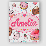 Personalised Name Kawaii Desserts Cupcakes Custom  Unique Gift Idea Elegant Feature Canvas Wall Art Print Decor Picture Ready to Hang