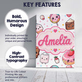 Personalised Name Kawaii Desserts Cupcakes Custom  Unique Gift Idea Elegant Feature Canvas Wall Art Print Decor Picture Ready to Hang
