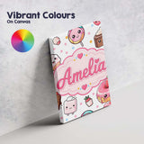 Personalised Name Kawaii Desserts Cupcakes Custom  Unique Gift Idea Elegant Feature Canvas Wall Art Print Decor Picture Ready to Hang