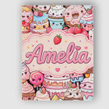 Personalised Name Kawaii Sweet Treats Cakes Custom  Bespoke Interior Contemporary Canvas Wall Art Print Decor Picture Ready to Hang