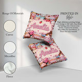 Custom Name Kawaii Sweet Treats Cakes Candy and Cupcakes Collage Square Filled Cushion Throw Pillow Sofa Bed Home Decor Zip Washable UK Made