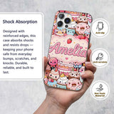 Kawaii Sweet Treats Cakes Donuts Printed Design Custom Name Protective Phone Case Mobile Cover Durable Everyday Smartphone Shock Resistant