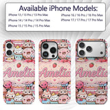 Kawaii Sweet Treats Cakes Donuts Printed Design Custom Name Protective Phone Case Mobile Cover Durable Everyday Smartphone Shock Resistant