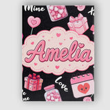 Personalised Name Valentines Love Hearts Custom  Unique Gift Idea Elegant Feature Canvas Wall Art Print Decor Picture Ready to Hang