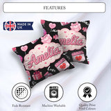 Custom Name Valentines Love Gifts Syringe Candy Black Background Square Filled Cushion Throw Pillow Sofa Bed Home Decor Zip Washable UK Made