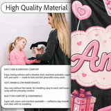 Valentines Love Hearts Gifts Syringe Candy Black Background  Personalised Custom Name Super Soft Fleece Blanket Bed Sofa Throw