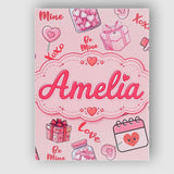 Personalised Name Valentines Love Hearts Custom  Unique Gift Idea Elegant Feature Canvas Wall Art Print Decor Picture Ready to Hang