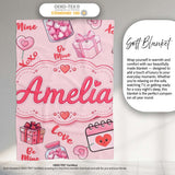 Valentines Love Hearts Gifts Syringe Candy Pink Background Seamless  Personalised Custom Name Super Soft Fleece Blanket Bed Sofa Throw