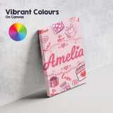 Personalised Name Valentines Love Hearts Custom  Unique Gift Idea Elegant Feature Canvas Wall Art Print Decor Picture Ready to Hang
