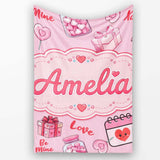 Valentines Love Hearts Gifts Candy Syringe Pink Background Seamless  Personalised Custom Name Super Soft Fleece Blanket Bed Sofa Throw
