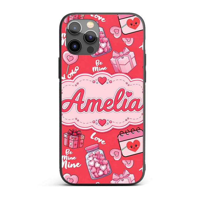 Valentines Love Hearts Gifts Candy Syringe Red Custom Name Protective Phone Case Mobile Cover Durable Everyday Smartphone Shock Resistant