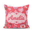 Custom Name Valentines Hearts Gifts Candy Syringe Red Background Square Filled Cushion Throw Pillow Sofa Bed Home Decor Zip Washable UK Made