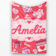 Valentines Love Hearts Gifts Candy Syringe Red Background Seamless  Personalised Custom Name Super Soft Fleece Blanket Bed Sofa Throw