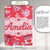 Valentines Love Hearts Gifts Candy Syringe Red Background Seamless  Personalised Custom Name Super Soft Fleece Blanket Bed Sofa Throw