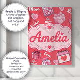 Personalised Name Valentines Love Hearts Custom  Unique Gift Idea Elegant Feature Canvas Wall Art Print Decor Picture Ready to Hang