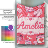 Valentines Love Hearts Gifts Candy Syringe Red Background Seamless  Personalised Custom Name Super Soft Fleece Blanket Bed Sofa Throw