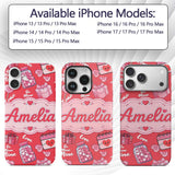 Valentines Love Hearts Gifts Candy Syringe Red Custom Name Protective Phone Case Mobile Cover Durable Everyday Smartphone Shock Resistant