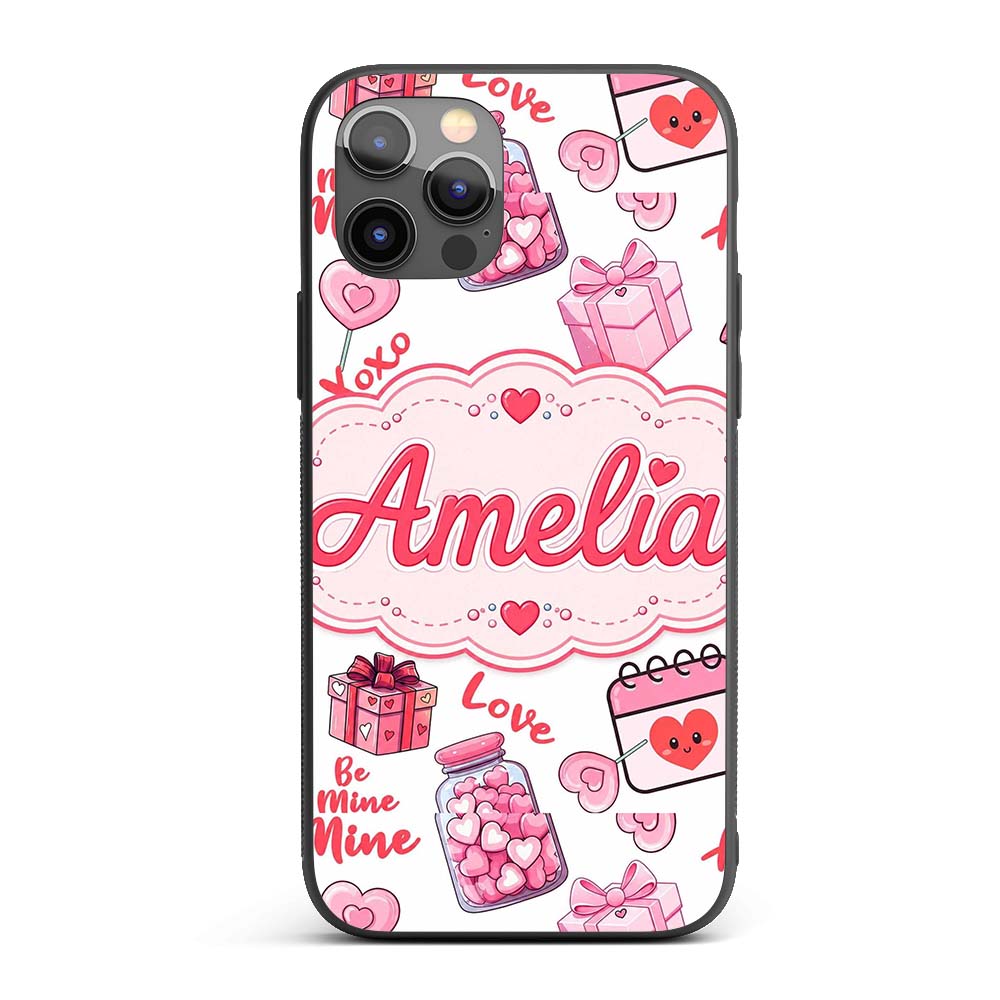 Valentines Love Hearts Gifts Candy Syringe Grey Custom Name Protective Phone Case Mobile Cover Durable Everyday Smartphone Shock Resistant