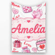 Valentines Love Hearts Gifts Candy Syringe Grey Background Seamless  Personalised Custom Name Super Soft Fleece Blanket Bed Sofa Throw