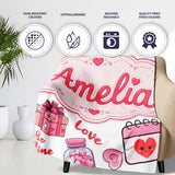 Valentines Love Hearts Gifts Candy Syringe Grey Background Seamless  Personalised Custom Name Super Soft Fleece Blanket Bed Sofa Throw