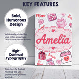 Personalised Name Valentines Love Hearts Custom  Unique Gift Idea Elegant Feature Canvas Wall Art Print Decor Picture Ready to Hang