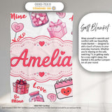 Valentines Love Hearts Gifts Candy Syringe Grey Background Seamless  Personalised Custom Name Super Soft Fleece Blanket Bed Sofa Throw