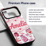 Valentines Love Hearts Gifts Candy Syringe Grey Custom Name Protective Phone Case Mobile Cover Durable Everyday Smartphone Shock Resistant