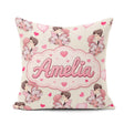 Custom Name Valentines Love Couple Kissing Floral Hearts Beige Square Filled Cushion Throw Pillow Sofa Bed Home Decor Zip Washable UK Made