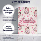 Personalised Name Valentines Love Couple Custom  Unique Gift Idea Elegant Feature Canvas Wall Art Print Decor Picture Ready to Hang