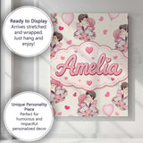 Personalised Name Valentines Love Couple Custom  Unique Gift Idea Elegant Feature Canvas Wall Art Print Decor Picture Ready to Hang
