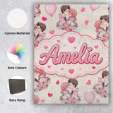 Personalised Name Valentines Love Couple Custom  Unique Gift Idea Elegant Feature Canvas Wall Art Print Decor Picture Ready to Hang