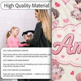 Valentines Love Couple Kissing Floral Hearts Beige Background  Personalised Custom Name Super Soft Fleece Blanket Bed Sofa Throw