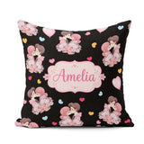 Custom Name Valentines Love Couple Kissing Floral Hearts Black Square Filled Cushion Throw Pillow Sofa Bed Home Decor Zip Washable UK Made