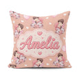 Custom Name Valentines Love Couple Kissing Floral Hearts Brown Square Filled Cushion Throw Pillow Sofa Bed Home Decor Zip Washable UK Made