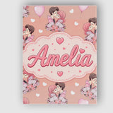 Personalised Name Valentines Love Couple Custom  Unique Gift Idea Elegant Feature Canvas Wall Art Print Decor Picture Ready to Hang